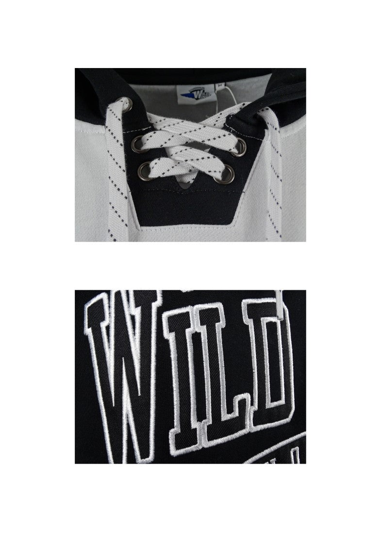 Hockey Hoodie Block Wild Wings B&W